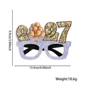 Sparkly purple 2027 New Year party glasses with gold glitter accents, 15.4cm width - New Year Glasses / 2027 Balloon Style