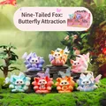 Set of Colorful Fantasy Nine-Tailed Fox Blind Box Resin Figurines for Desk Decor - Nine-Tailed Spirit Fox Attracting Butterfly (1260-2) / Full Set (6 Pieces)