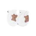 Soft cotton anti-scratch mittens for newborns featuring cute brown bear print design - Cartoon Brown Bear Print / Pure White