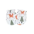 Detail of newborn baby anti-scratch mittens featuring cute fox and pine tree print - Fox and Pine Tree Print / White