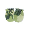 Detailed close-up of soft camouflage pattern newborn baby anti-scratch mittens with elastic cuffs - One Size / Camouflage Style / Army Green