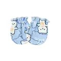 Close-up of soft baby anti-scratch mittens with cute bear patterns and elastic wrist - One Size / Bear on Blue Base Style / Light Blue