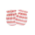 Soft breathable cotton pink and white striped anti-scratch mittens for newborn babies - One Size / Elastic Mittens / Pink Stripe