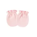Soft pink cotton anti-scratch mittens for newborn babies with elastic wrist cuffs - One Size / Elastic Mittens / Light Pink