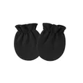 Soft black baby anti-scratch mittens for newborns with elastic cuffs and round shape - One Size / Elastic Mittens / Black