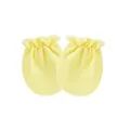 Soft light yellow baby anti-scratch mittens for newborns featuring secure elastic cuffs - One Size / Elastic Mittens / Yellow
