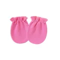 Pair of soft pink cotton newborn baby anti-scratch mittens with elasticated cuff - One Size / Elastic Mittens / Rose Red