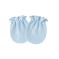 Soft light blue baby anti-scratch mittens for newborns with elastic ruffled cuffs - One Size / Elastic Mittens / Light Blue
