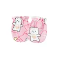 Soft pink newborn baby anti-scratch mittens with cute bear print and elastic wrist - One Size / Bear on Pink Base Style / Pink