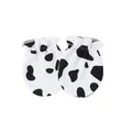 Soft cotton newborn baby anti-scratch mittens featuring a cute black and white cow print. - One Size / Black Speckled Style / White