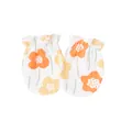Newborn anti-scratch cotton mittens featuring a cute orange and yellow floral print - One Size / Yellow Flower Style / White