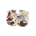 Soft baby anti-scratch mittens with cute cartoon animal print for newborns - One Size / Gray Elephant Style / Off White