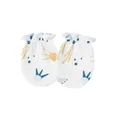 Soft newborn baby anti-scratch mittens with cute cartoon space prints and elastic - One Size / Rocket / White
