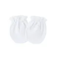 Pure white newborn anti-scratch mittens featuring comfortable elastic cuffs for infants - Simple Solid Color Style / Pure White