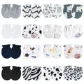 Set of 16 pairs newborn baby scratch mittens with various patterns and colors - 16-Piece Grey and Black Series (Old Cartoon) / 16 Pieces/Pack / Grey and Black Series