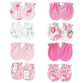Set of 8 pairs of soft cotton baby anti-scratch mittens in pink and white patterns - Flower + Rabbit + Rose Red + Pink + Bear + Flamingo + Dot / 8 Pairs Set / Pink and White