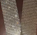 Close-up detail of sparkling rhinestone and silver metal mesh fabric for a sexy vest top - One Size / Champagne Gold