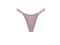 Sexy metallic mauve low-waist ice silk thong with high-cut fitness design for women - Pink (V-back)