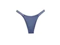 Sexy grey-blue ice silk thong underwear with low waist and high cut fitness design - Blue (V-back)