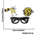 Novelty glittery black 2027 New Year party glasses with champagne bottle decor - New Year Glasses / 2027 Champagne Glass New Year Glasses