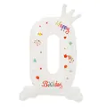 Ballon chiffre 0 blanc 32 pouces en aluminium avec imprimé Happy Birthday et couronne - Chiffre 0 Imprimé sur Pied / 32 Pouces (50 Pièces/Paquet) / Blanc