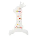 Ballon chiffre 1 en aluminium blanc 32 pouces Happy Birthday avec couronne de fête - Chiffre 1 Imprimé sur Pied / 32 Pouces (50 Pièces/Paquet) / Blanc