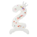 Ballon chiffre 2 blanc 32 pouces avec impression Happy Birthday colorée décorer - Chiffre 2 Imprimé sur Pied / 32 Pouces (50 Pièces/Paquet) / Blanc