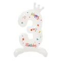 Ballon chiffre 3 blanc avec couronne pour décoration de fête de 3ème anniversaire - Chiffre 3 Imprimé sur Pied / 32 Pouces (50 Pièces/Paquet) / Blanc