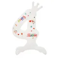 Ballon chiffre 4 blanc en aluminium avec couronne et imprimé Happy Birthday pour fête - Chiffre 4 Imprimé sur Pied / 32 Pouces (50 Pièces/Paquet) / Blanc