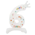 Ballon chiffre 6 en aluminium blanc 32 pouces imprimé Happy Birthday - Chiffre 6 Imprimé sur Pied / 32 Pouces (50 Pièces/Paquet) / Blanc