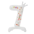 Ballon en aluminium chiffre 7 blanc avec couronne et imprimé Happy Birthday décor - Chiffre 7 Imprimé sur Pied / 32 Pouces (50 Pièces/Paquet) / Blanc