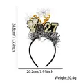 Festlicher Neujahr 2027 Party Haarreif mit silbernem Lametta und Sektglas Dekorationen - Neujahrs-Haarband / Uhr 2027 Stil