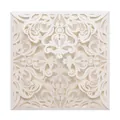 Elegant laser-cut floral wedding invitation pocket in off-white finish - Ivory