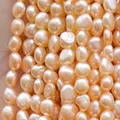 4-5mm champagne pink natural freshwater potato pearls loose beads for DIY jewelry making - 5A Grade Pink Double-sided Polished Cross Hole (4-5mm)