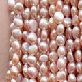 Natural 4-5mm pink freshwater pearls loose beads for DIY handmade jewelry crafting - 5A Grade Purple Double-sided Polished Cross Hole (4-5mm)