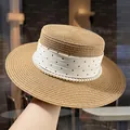 D-0056 Chapeau De Paille Kaki À Pois Nacrés