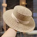 Chapeau Plat à Ruban Beige (D-0070)
