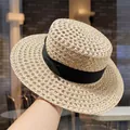 Chapeau Plat à Ruban Noir (D-0070)