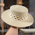Chapeau Haut-de-forme Plat Beige À Pois D-0057