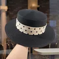 Chapeau Haut-de-forme Plat À Pois Noirs D-0057