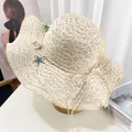 D-0065 Bonnet Seau Beige À Motif Étoile De Mer Et Vague