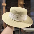 Chapeau De Paille Beige À Pois Nacrés D-0056