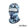 Windproof cycling balaclava face mask with blue ink-splatter camo pattern - One Size / Ink Royal Blue