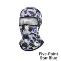 Blue camouflage variant of the outdoor cycling balaclava with white star patterns - One Size / Star Pattern Blue