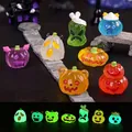 Luminous resin Halloween pumpkin and ghost micro-landscape figurines for garden decor - Set of 7 (With Stickers)