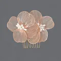 Elegante peineta con flores de hilo de oro rosa y perlas para peinados de novias - Peine Versátil Con Diseño De Flor Y Hilo Dorado Hs-j6708g