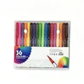 Set of 36 professional dual-tip watercolor markers with portable carrying case - New 36 Colors Colored Barrel