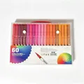 Professional 60 colors double-headed watercolor marker set in a clear plastic case. - New 60 Colors Colored Barrel