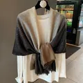 Elegant gradient glitter scarf with fringe for women, thin shawl for sun protection - Gradient Gold Glitter Black Grey (MZF-164 Black) / 180*90CM