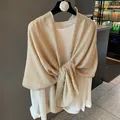 Elegant champagne lightweight polka dot shawl scarf for women's summer sun protection - Champagne Gold Polka Dot (MZF-160 Khaki) / 180*90CM